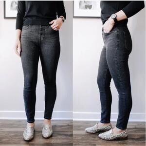 Everlane 27 Stretch High-Rise Skinny Button Fly in Washed Black